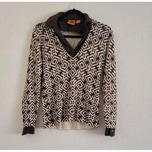 Tory Burch Merino Wool Dickie V-neck Sweater Brown size S